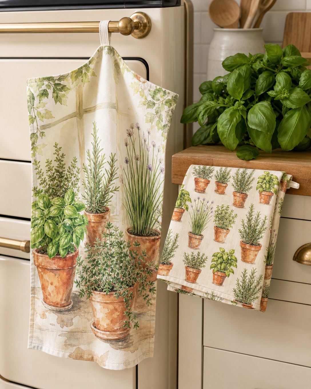 Windowsill Herbs Tea Towel Set, image 1