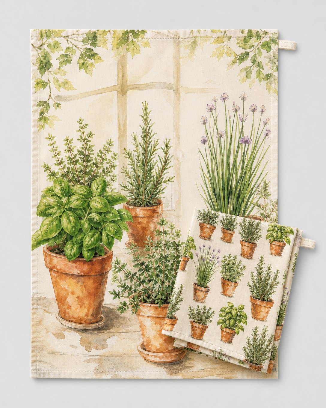 Windowsill Herbs Tea Towel Set, image 2