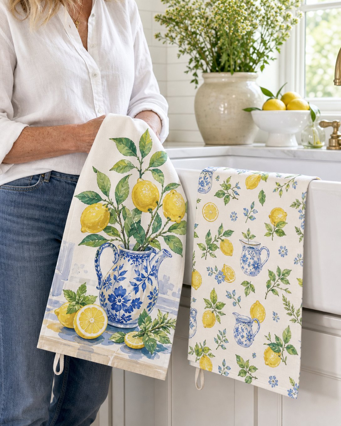 Lemon Jug Tea Towel Set, image 1