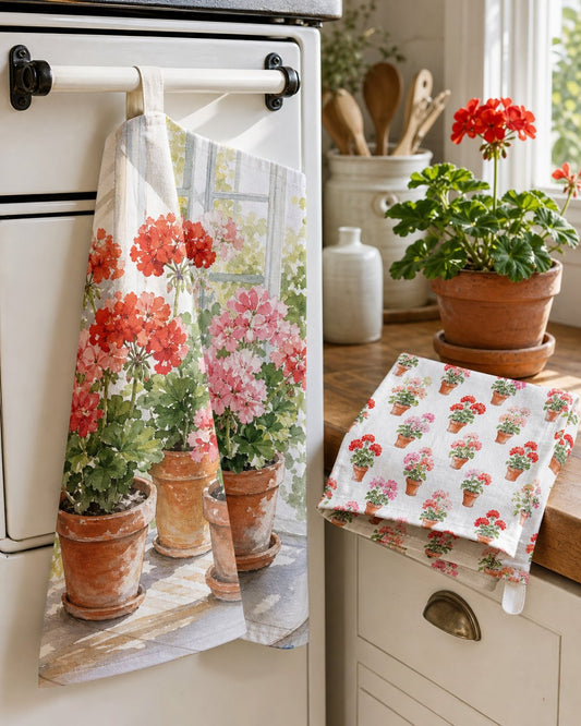 Geranium Sill Tea Towel Set, image 1