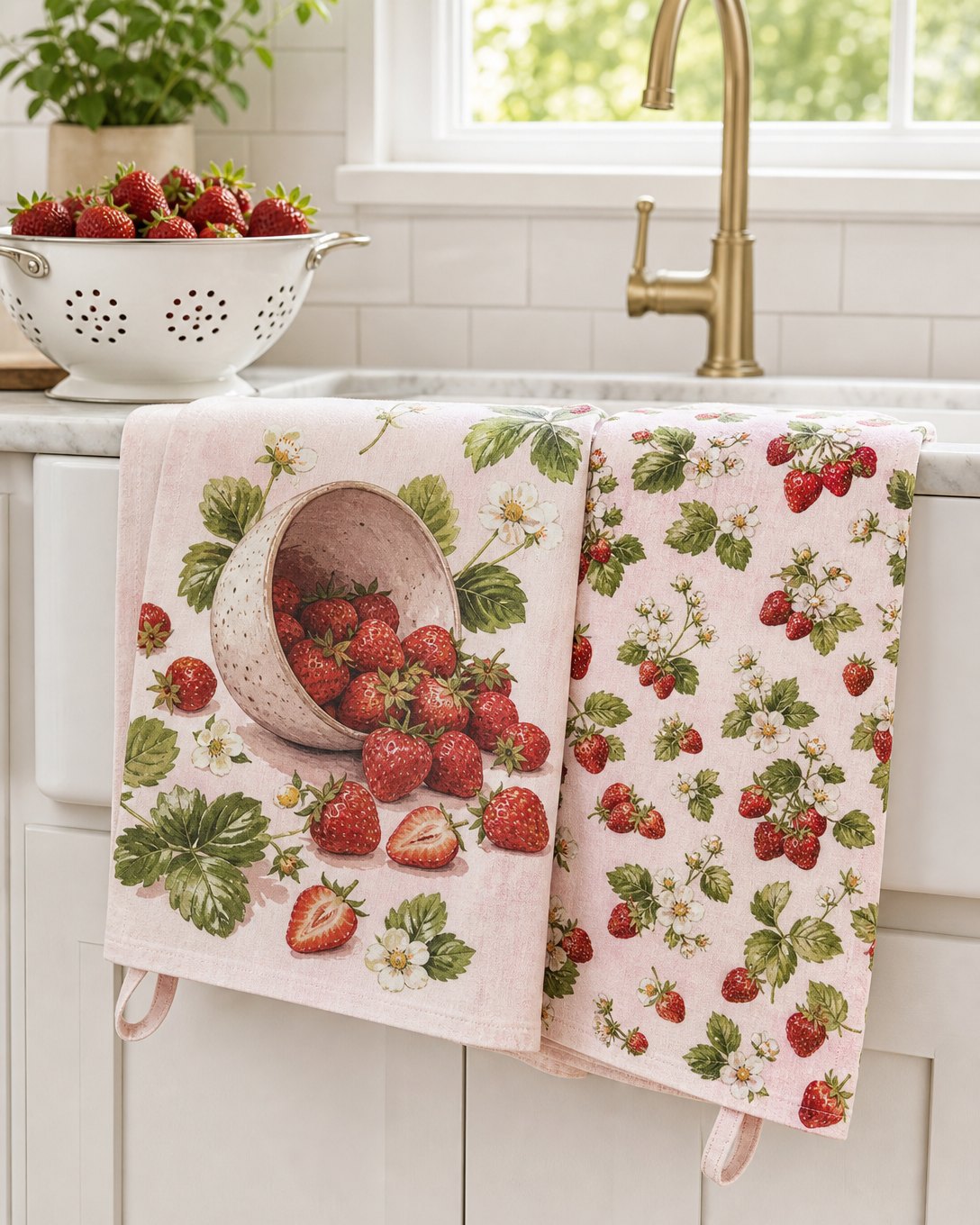 Strawberry Bowl Tea Towel Set, image 1