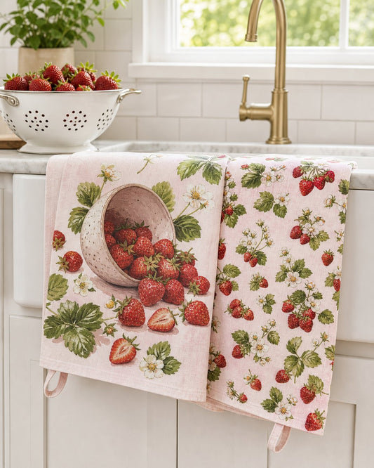 Strawberry Bowl Tea Towel Set, image 1