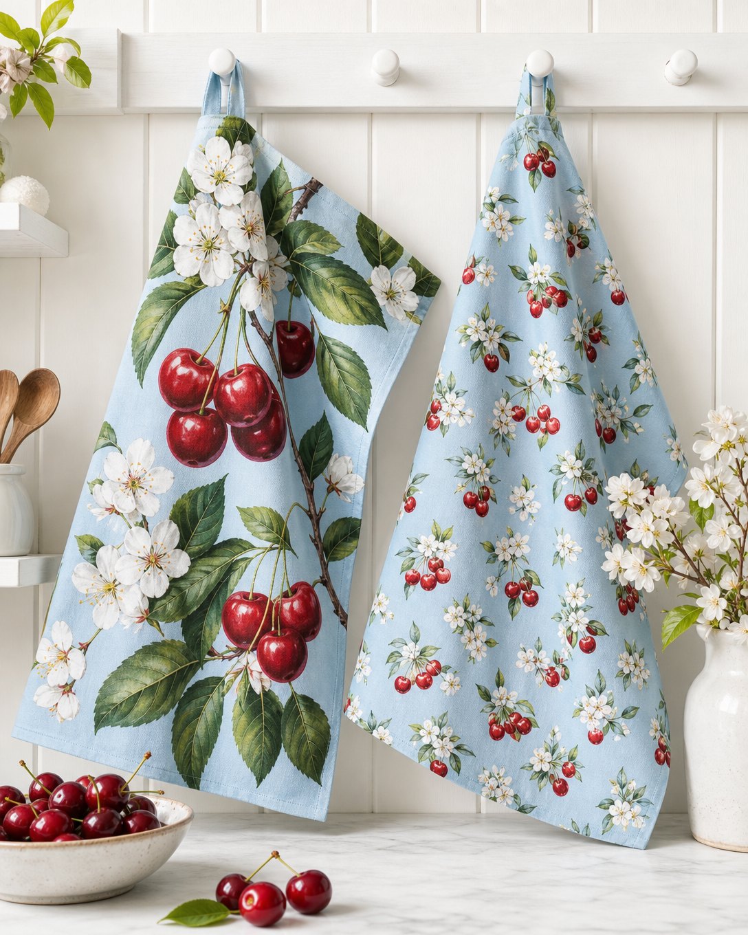 Cherry Branch Tea Towel Set, image 1