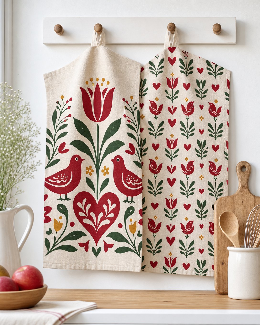 Folk Tulip Tea Towel Set, image 1