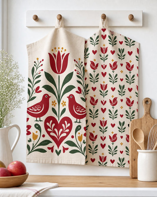Folk Tulip Tea Towel Set, image 1