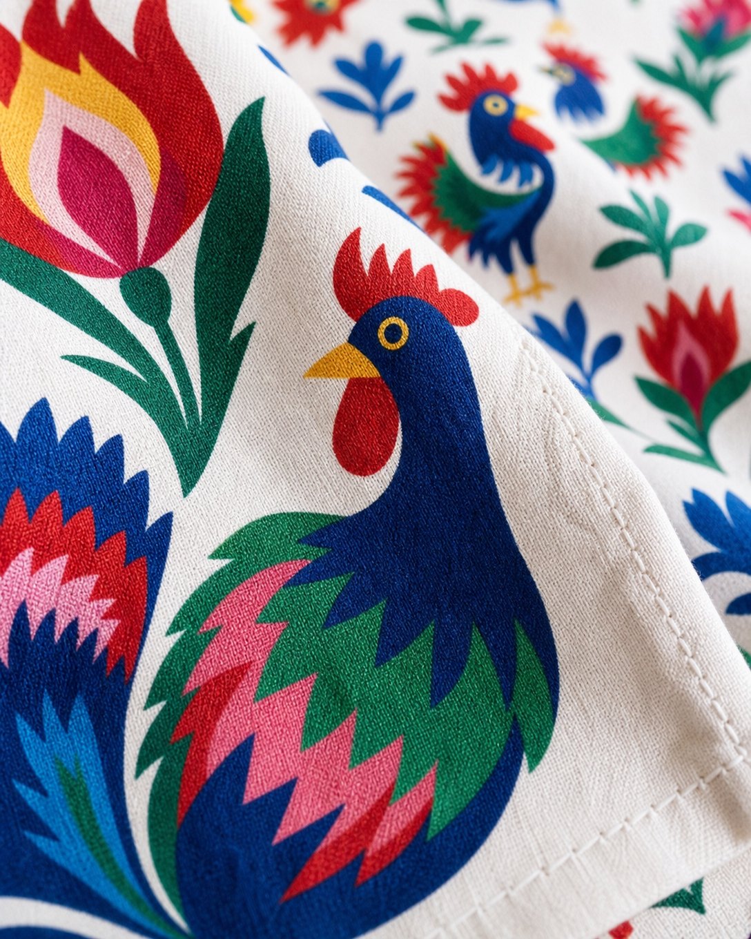 Paper-Cut Roosters Tea Towel Set, image 4