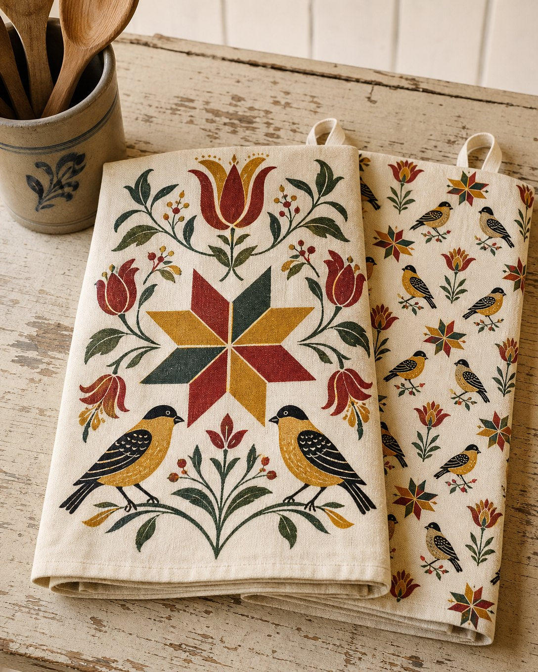 Distelfink Hex Tea Towel Set, image 1
